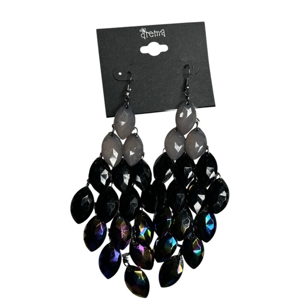 Drema Jet Black Diamond Dangling Earrings
